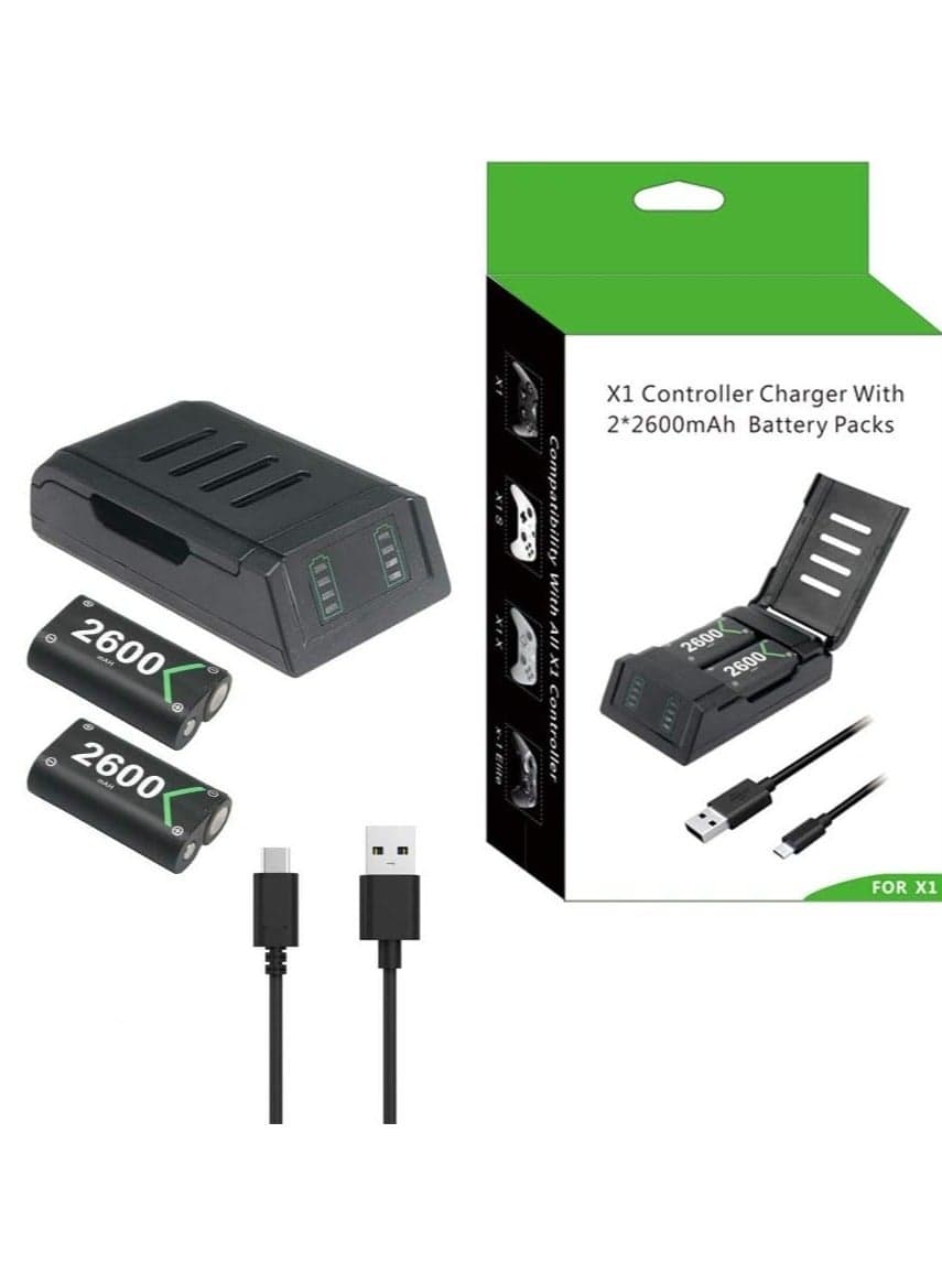 Charger for Xbox Controller Battery Pack, 2x2600mAh High Capacity Xbox Rechargeable Battery Pack with Fast Charger Station, Led Indicator, Protective Shell for Xbox