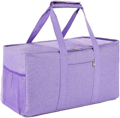 XINFULLWOL Extra Large Utility Tote Bag,Reusable Shopping Bags with Handles - Waterproof,Foldable,and Spacious (Covered, purple)
