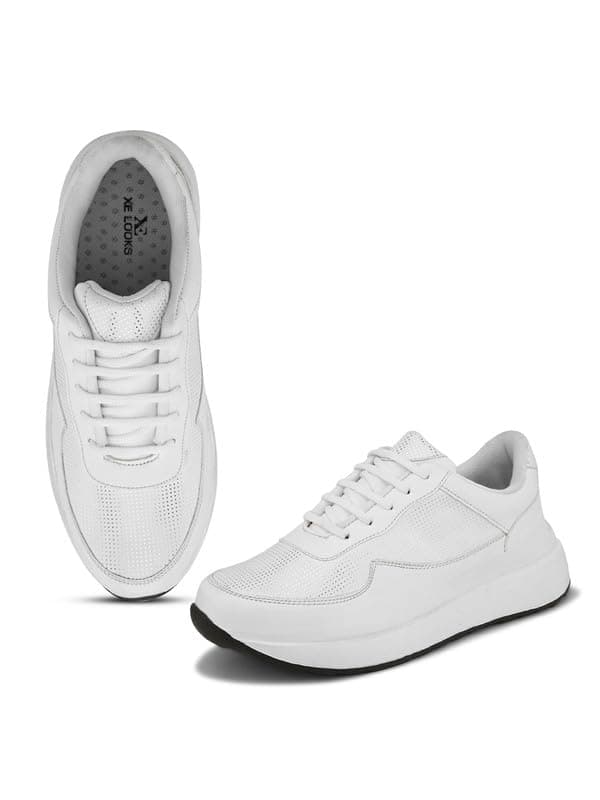 XE Looks Women Graphic Print Design Lace-Up Sneakers | Comfortable Lightweight Casual Wear Shoes for Girls |Fashionable Footwear for Office, Party, Gym, Running (White)