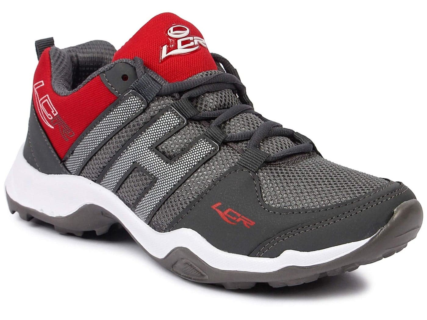 LANCER Mens INDUS-215 Grey/Red Running Shoe - 10 UK (INDUS-215DGR-RED-44)