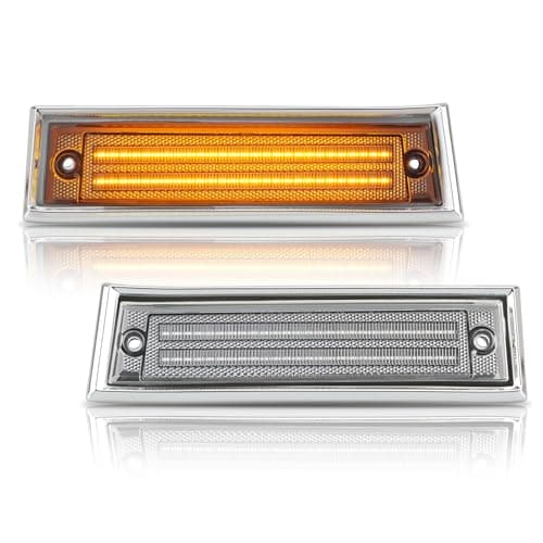 Bestview LED Side Marker Lights for 1981-1991 Chevy C10 C20 C30 GMC C1500 C2500 Suburban Blazer Jimmy Pickup Trucks, Front Fender Bumper side Marker Lights,Clear Lens(2PCS)