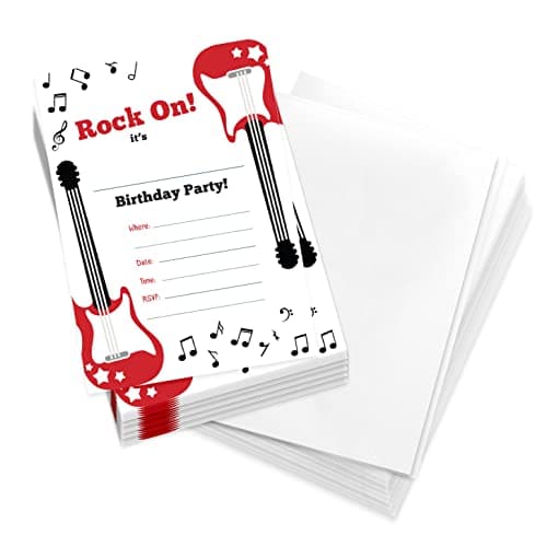 Desert Cactus Guitar Happy Birthday Invitations Style 2 Music Invite Cards (25 Count) With Envelopes Boys Girls Kids Party (25ct)
