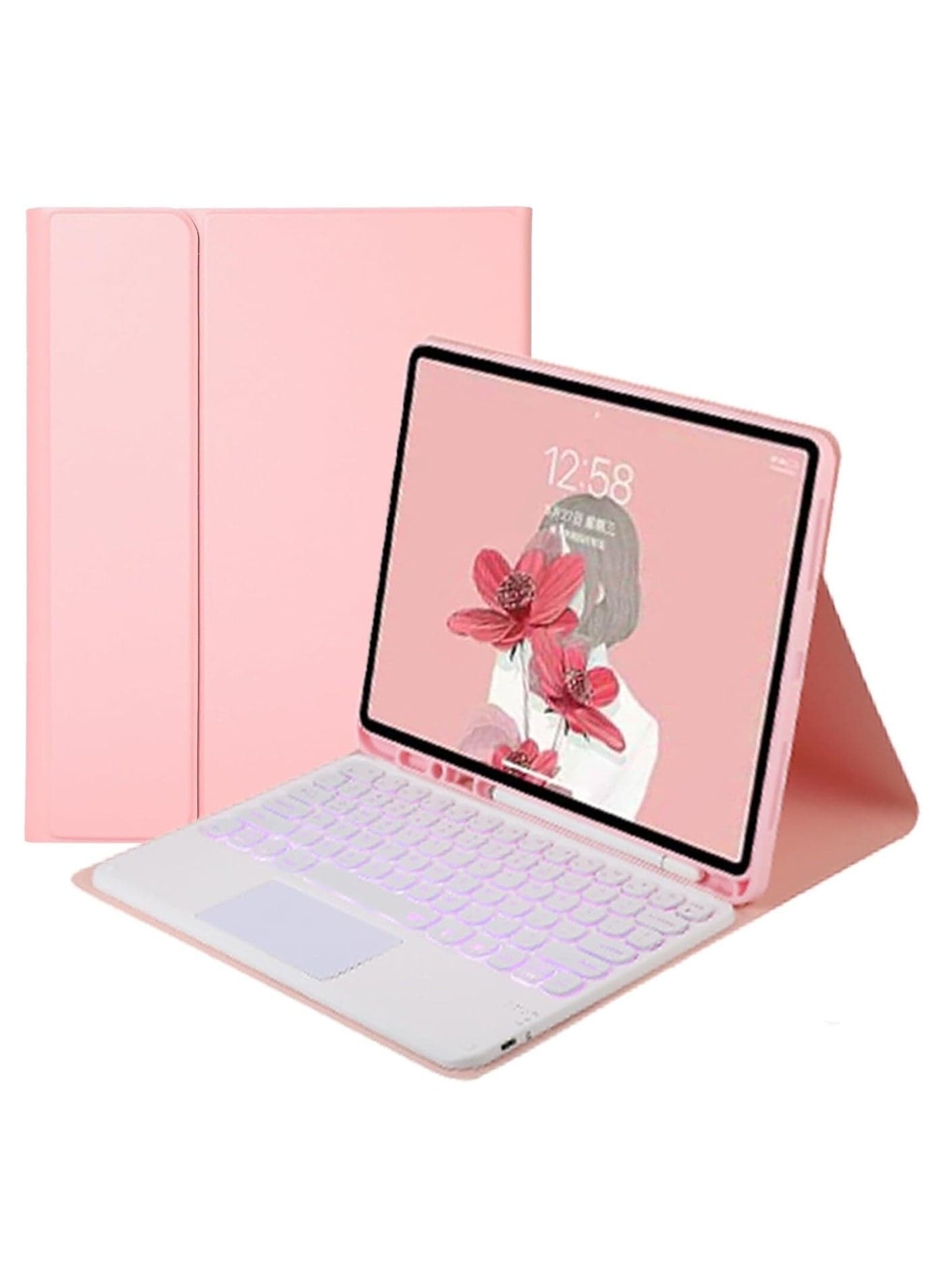 For Samsung Galaxy Tab S10 Ultra 14.6-inch (2024 Edition) Backlit Keyboard Case with Pencil Holder and Detachable Wireless Touchpad Keyboard