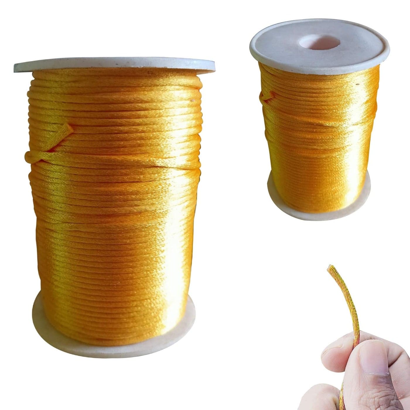 DIY Crafts Pack of 1 Pcs, Yellow, Satin Rattail Cord String from Nylon,Jewelry Makin(Pack of 1 Pcs, Yellow)
