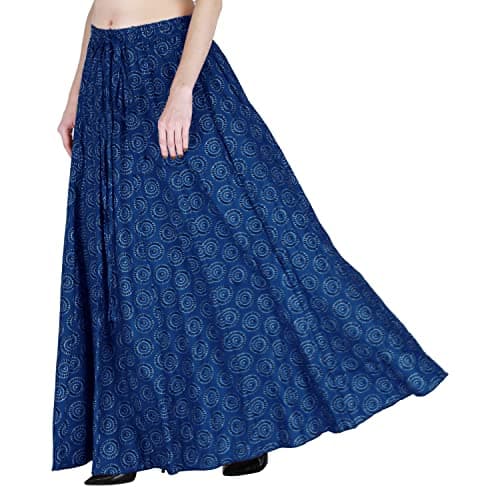 Sttoffa Ethnic Maxi Length Designer WearFull Flare Skirt for Girls (Flex_SPRC40-0054-5XL_Blue)