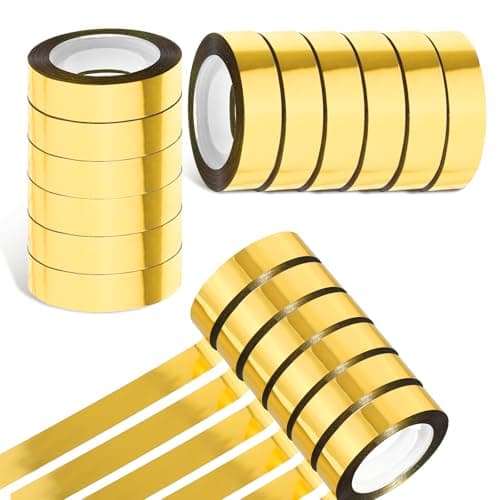 Gtziqa 6 Rolls Gold Tape 12 Inch Self Adhesive Decorative Tapes Gold Washi Tape Metallic Mirror Tapes for Wall Decor DIY Graphic Gift Box Wrapping Journaling TV Frame Crafts Decoration