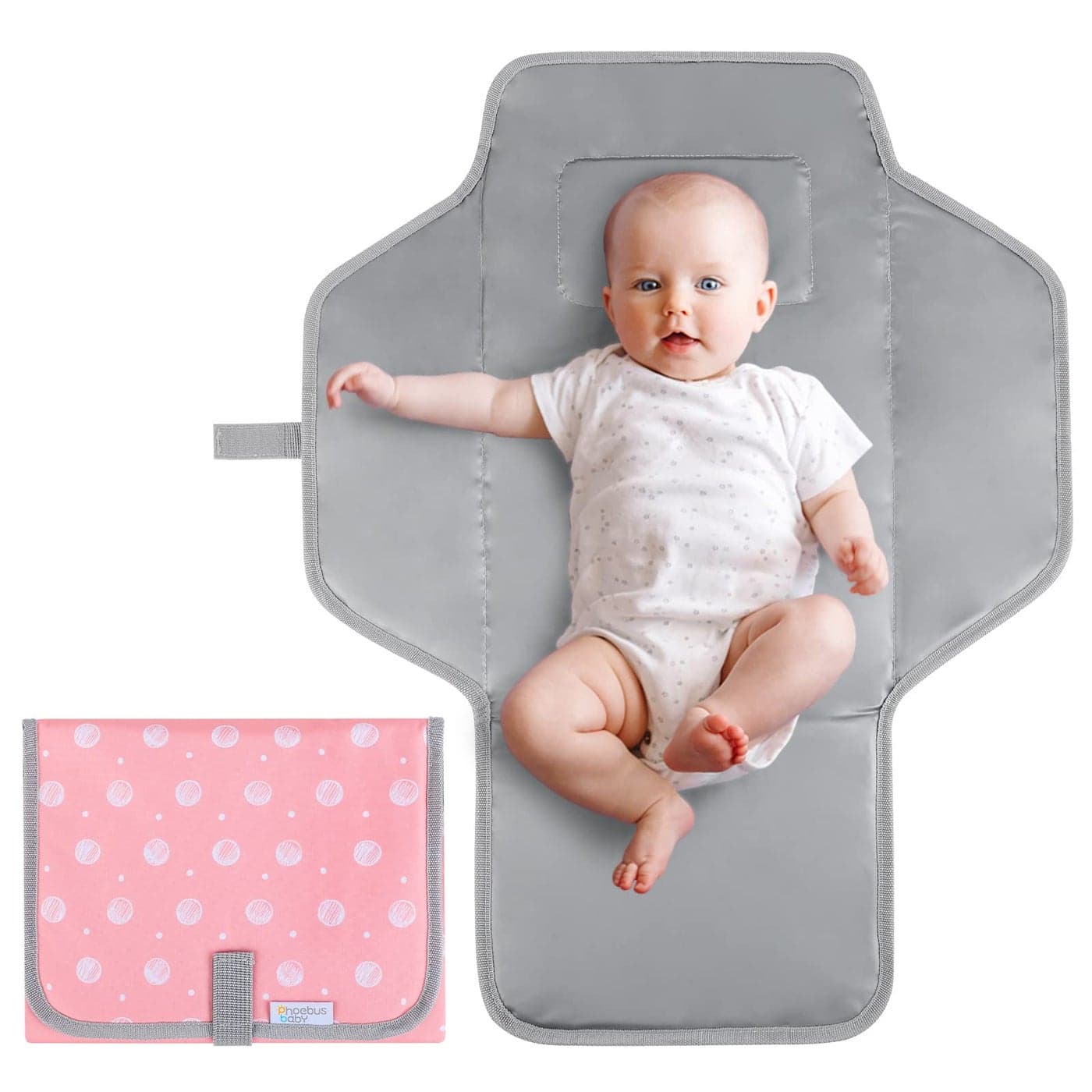 Portable Changing Pad for Baby Compact Waterproof Diaper Mat with Builtin Cushion Pink