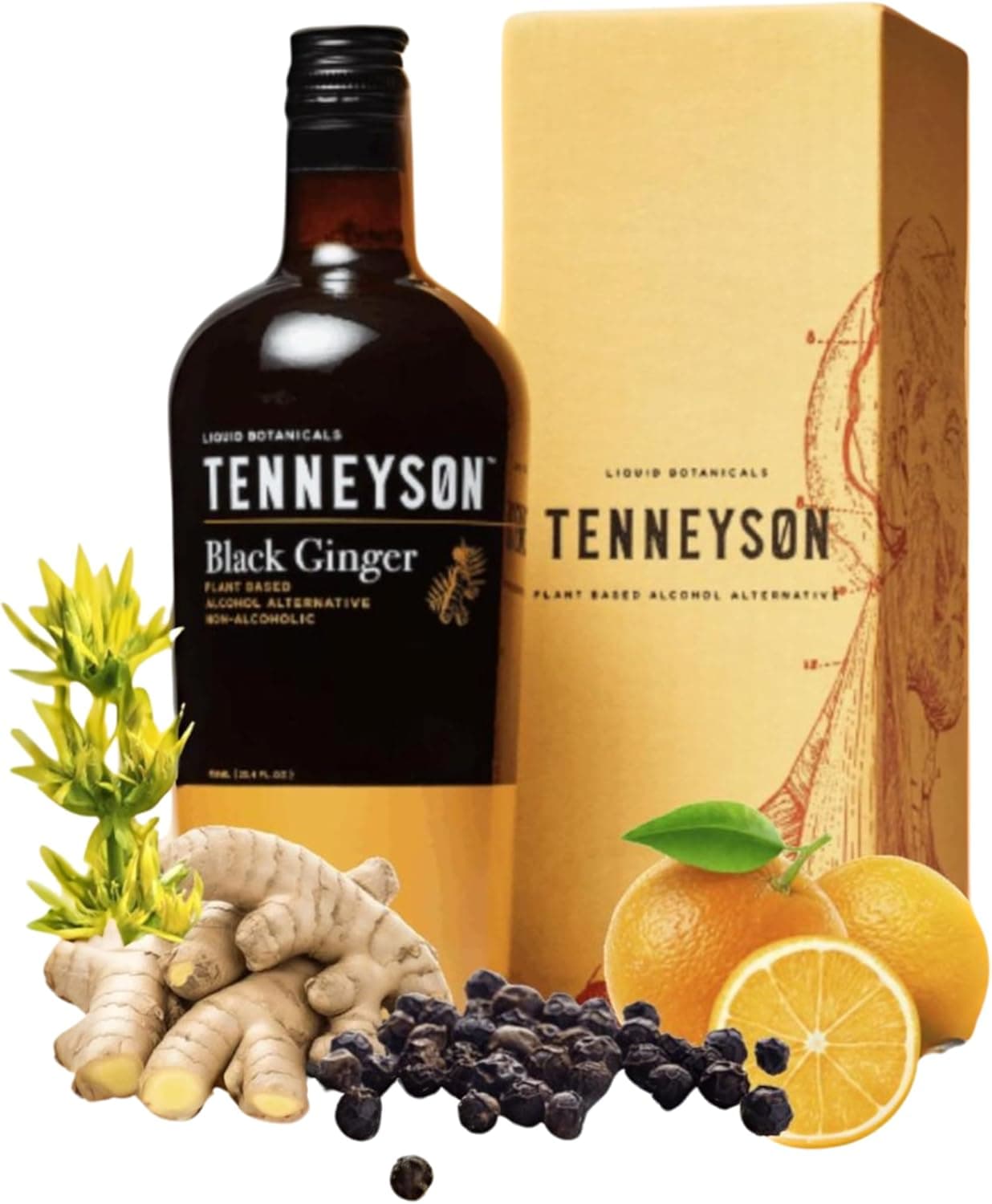Tenneyson Non-Alcoholic Aperitif - Black Ginger - Plant-Based Alcohol Alternative - Low Sugar & Low Calorie Cocktail Mixer (750mL)