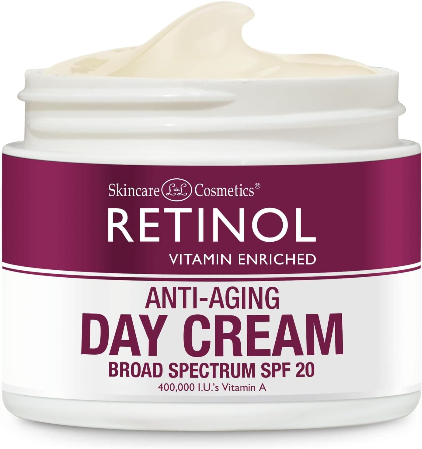 Retinol Skincare LdeL Cosmetics Day Cream Broad Spectrum SPF 20 Moisturizes Reduces Look of Fine Lines Provides Protection From Daily Sun Exposure 17 Oz