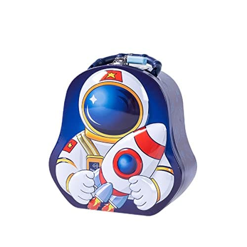 FunBlast Piggy Bank for Kids – Space Money Saving Tin Coin Bank with Lock and Key, Metal Coin Box for Kids, Money Bank, Coin Box, Birthday Return for Boys & Girls (Blue)