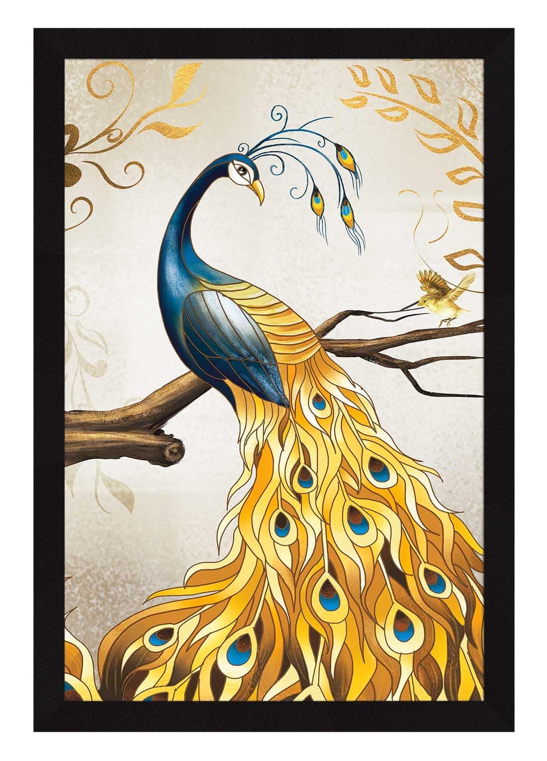 ArtX Paper Peacock Painting For Wall Vastu with Frame for Home Decoration, Painting for Living Room, 12.0 X 18.0 inches, Set Of 1
