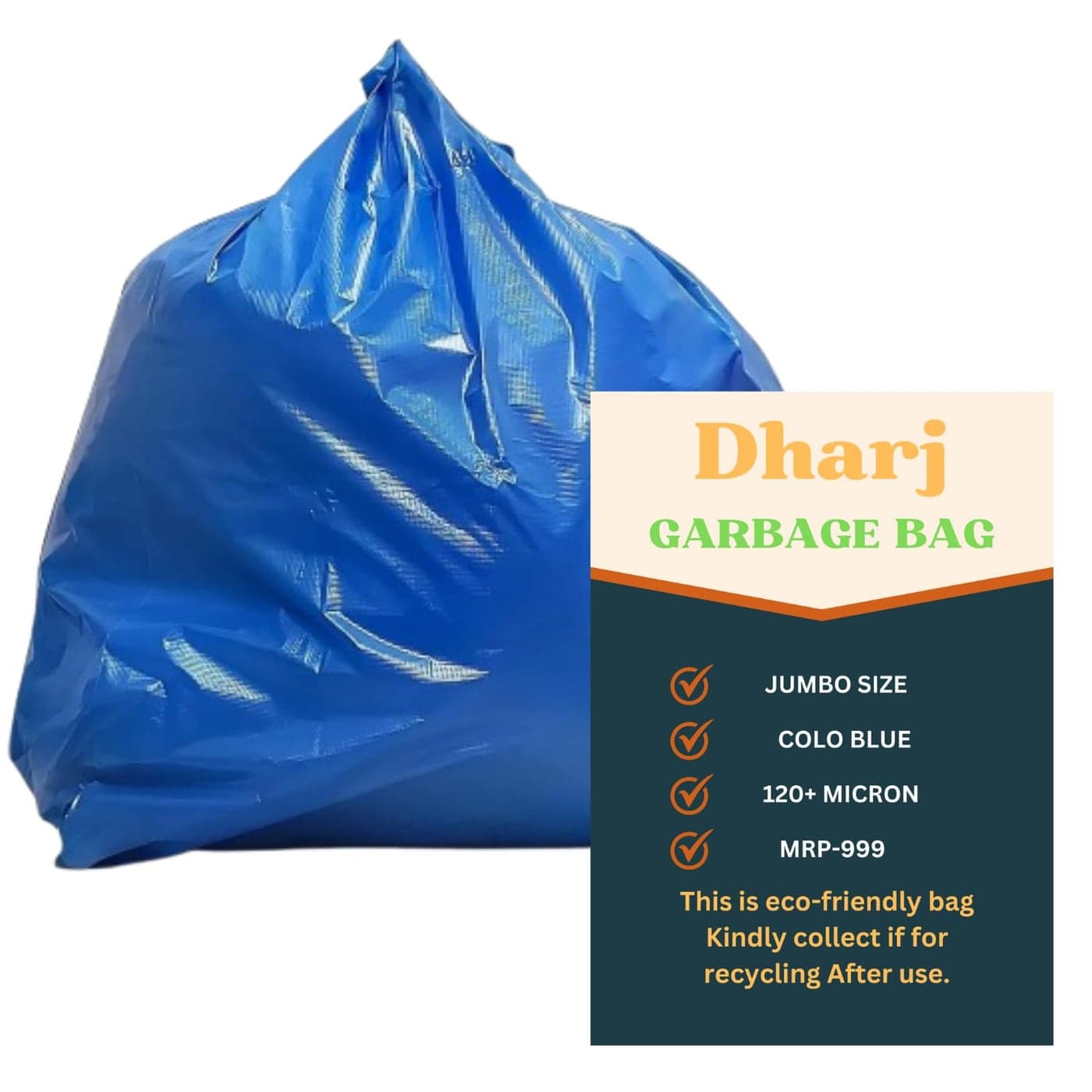 Dharj Hygiene Bio Waste SemiFresh EcoFriendly Blue Garbage Bag Thick Quality 20x26 inch 10 Pcs Heavy Duty 75 Micron Biohazard Waste Bag Professional Grade Medical Bag XLarge Size No Leak