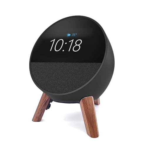 Real Wood Stand for Echo Spot (2024 Released) Smart Alarm Clock, Tripod Mount Accessories Protect Alexa for Better Sound, Secure Stable Wooden Holder for Speaker (Walnut)