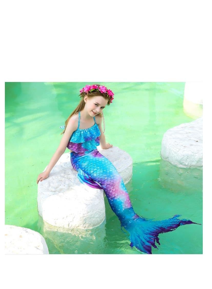 3-Piece Mermaid Bathing Swimsuit Set 110cm