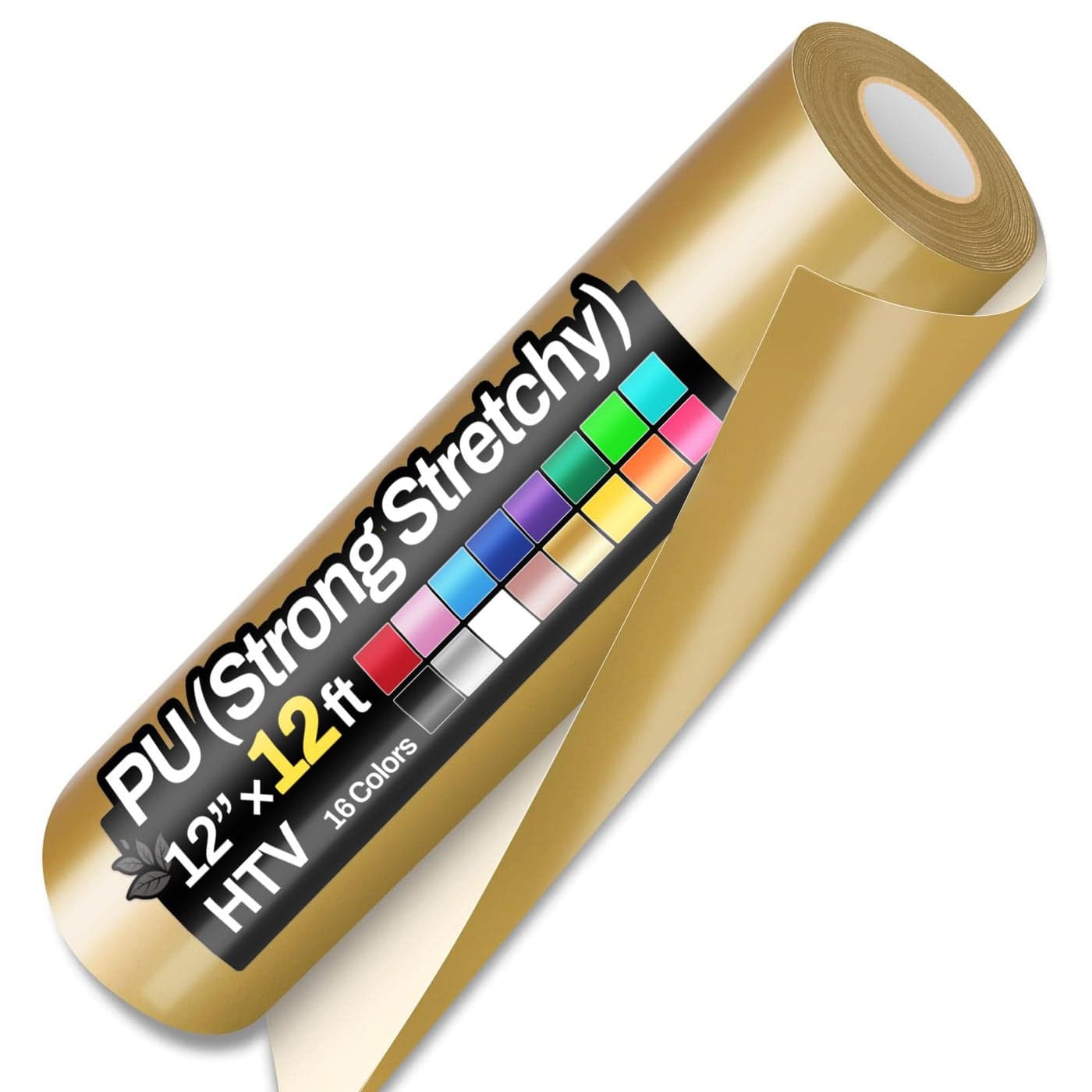 12" x 12ft Heat Transfer Vinyl Rolls, PU (Strong Stretchy) HTV Vinyl Gold for Shirts, Sooez Iron on Vinyl for All Cutter Machine, Easy to Cut & Weed for DIY Heat Vinyl Design, Matte Finish
