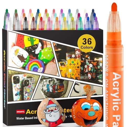 Droaful Acrylic Paint Pens Markers 36 Color Waterproof Paint Pens for Rock PaintingStone Ceramic Glass Wood Fabric Canvas Porcelain MetalPlastic Water Based Quick Dry NonToxic and No Odor