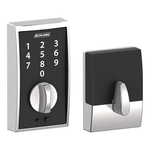 SCHLAGE BE375 CEN 625 Touch Keyless Touchscreen Electronic Deadbolt Lock, Bright Chrome