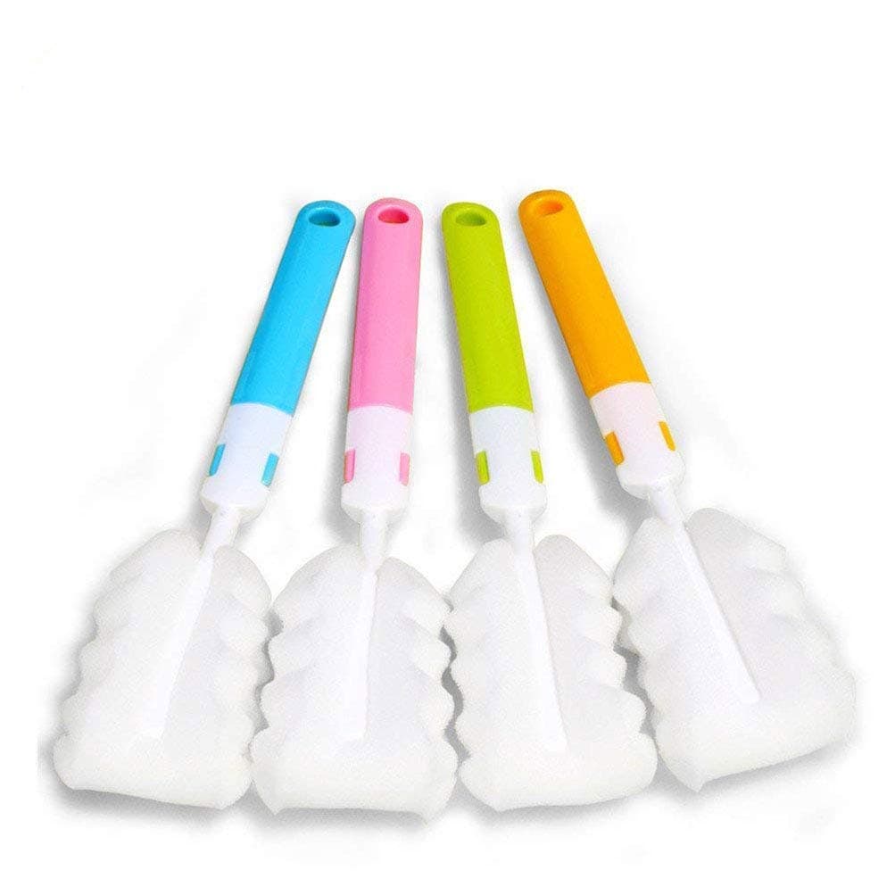 INVODA 4PCS Bottle BrushBottle Washer Set Long Sponge Bottle Cleaning Brushes Baby Bottle Cleaner Brush Nipple Brush 4 pcs