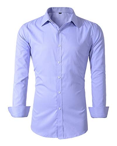Beninos Men's Dress Shirts Solid Long Sleeve Texture Formal Shirt Business Casual Button Down Shirts (C455 Purple, M)