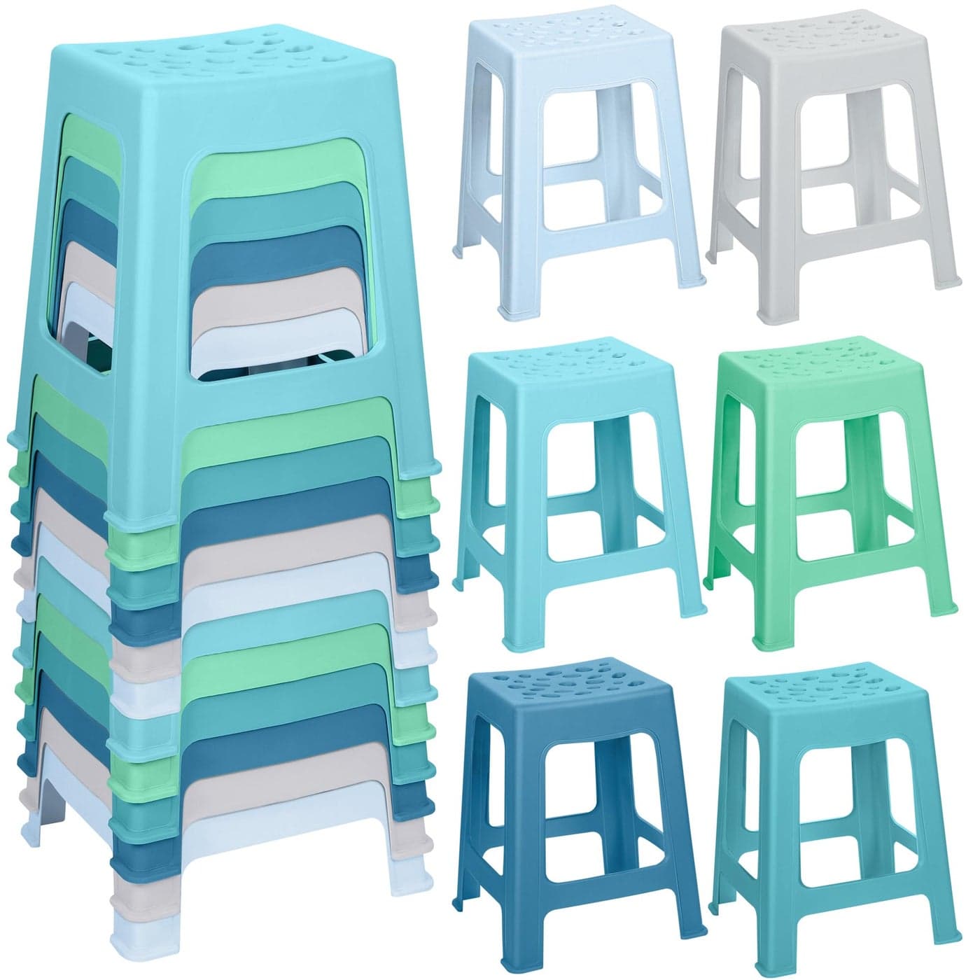 TURSTIN 12 Pack Plastic Stools 169 Inch Nesting Stools 6 Color Portable Backless Bar Stool Flexible Seating Chairs for Classroom Office Home