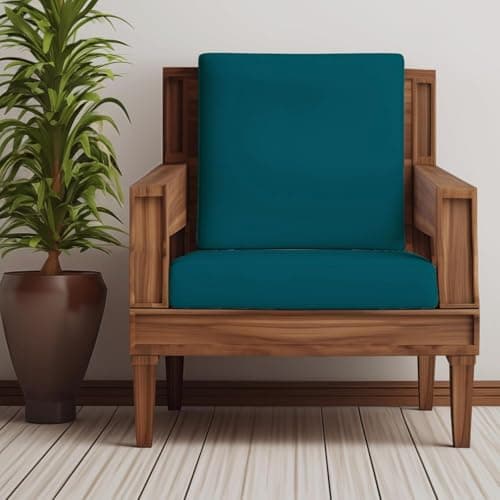 Decorian Polycotton Stretchable Printed Solid Sofa Slipcovers, Wooden Sofa Seat Cover, Sofa Back Cushion Covers (Pack of 10, Plain Teal Green)
