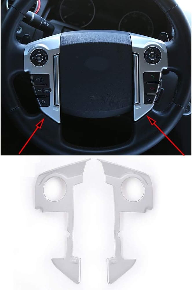 YIWANG ABS Chrome Car Steering Wheel Cover Trim 3D Sticker for Land Rover Range Rover Sport 2010-2013 (Matte Silver)
