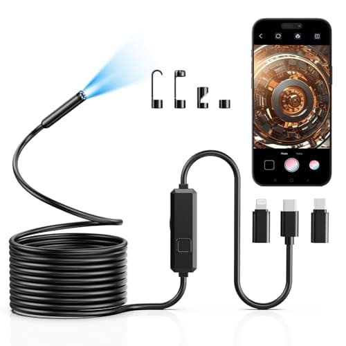 Vorth Endoscope Camera with Light 1920P HD Borescope with 8 LED Lights 165 FT SemiRigid Snake Inspection Camera IP67 Waterproof Drain Pipe Borescope Mens Tool for iOS and Android