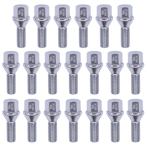 MOTOKU 20Pcs Silver M12x1.25 Wheel Lug Bolt Lug Nut Bolts Shank Length 28mm for Chrysler 200 2015-2017 for Jeep Compass 2018-2021 Renegade Cherokee 2014-2022 for Fiat 500X 16-22 for Dodge Dart 13-16