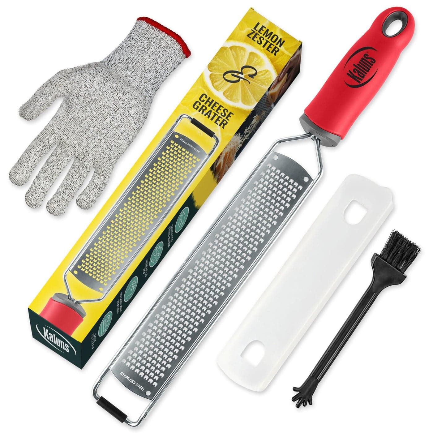 Lemon Zester Parmesan Cheese Grater Premium Citrus Zester Graters For kitchen W Stainless Steel Blade For Chocolate Garlic Ginger Nutmeg Fruits Vegetables Bonus Cleaning Brush Glove