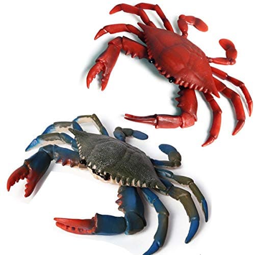 GeminiGenius 2Pcs Crabs Marine Animal World Sea Animal Action Figure Ocean Model Toy Educational Role Play Cake Toppers Swimming Toys Bath Toys Christmas Stocking Stuffers for Kids