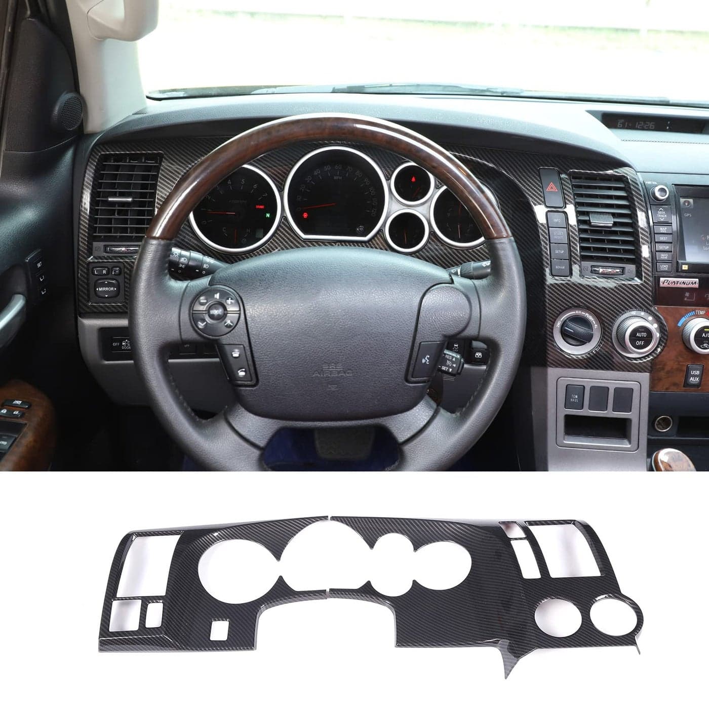 LLKUANG Center Console Dashboard Panel Molding Trim Kit Compatible with Toyot Tundra 20072013 ABS Instrument Trim Panel Cover Accessories2PCS Carbon Fiber Texture
