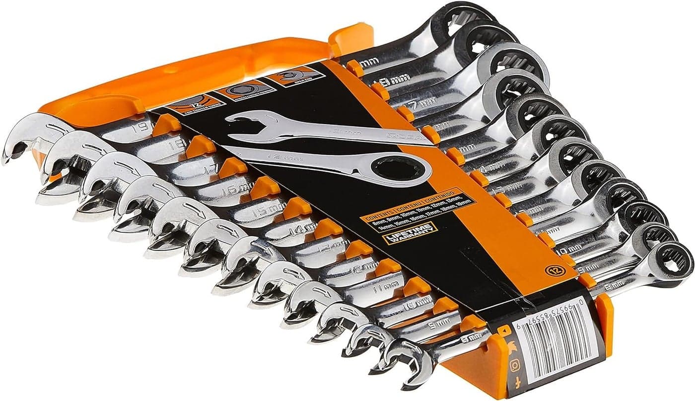 GEARWRENCH Open End Ratcheting Metric Wrench Set 12 Pc 12 Point 85597