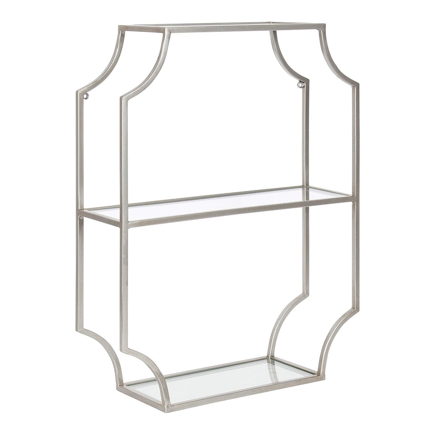 Kate and Laurel Ciel Glam Geometric Wall Shelf 18 x 24 Silver Decorative Shelves for Storage and Display