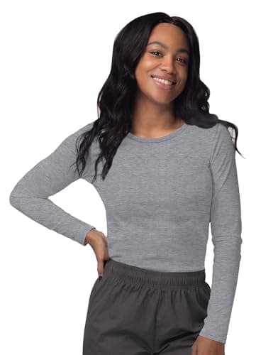 Sivvan Scrubs for Women - Long Sleeve Comfort Underscrub Tee - S8500 - Dark Marl Gray - 2X