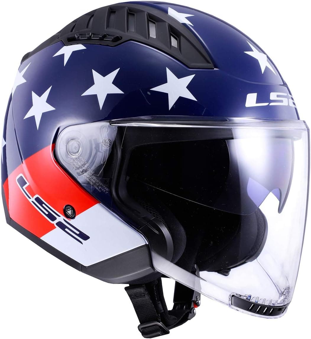 LS2 Helmets Copter Open Face Motorcycle Helmet - American Red/White/Blue