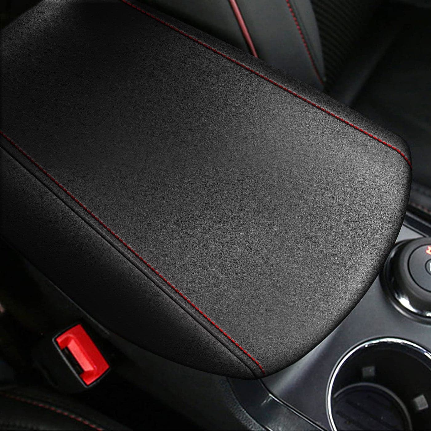 AOMSAZTO Center Console Armrest Covers for Ford Explorer 20112019 Black with Red Stiches