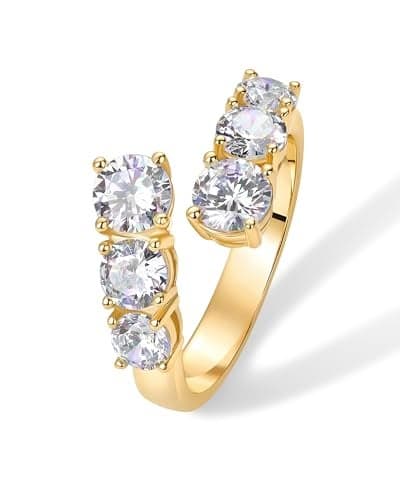 PAVOI 14K Yellow Gold Plated Cubic Zirconia Crossover Chunky Eternity Ring for Women | Open Twist Stackable Bands | CZ Statement Rings | Size 6