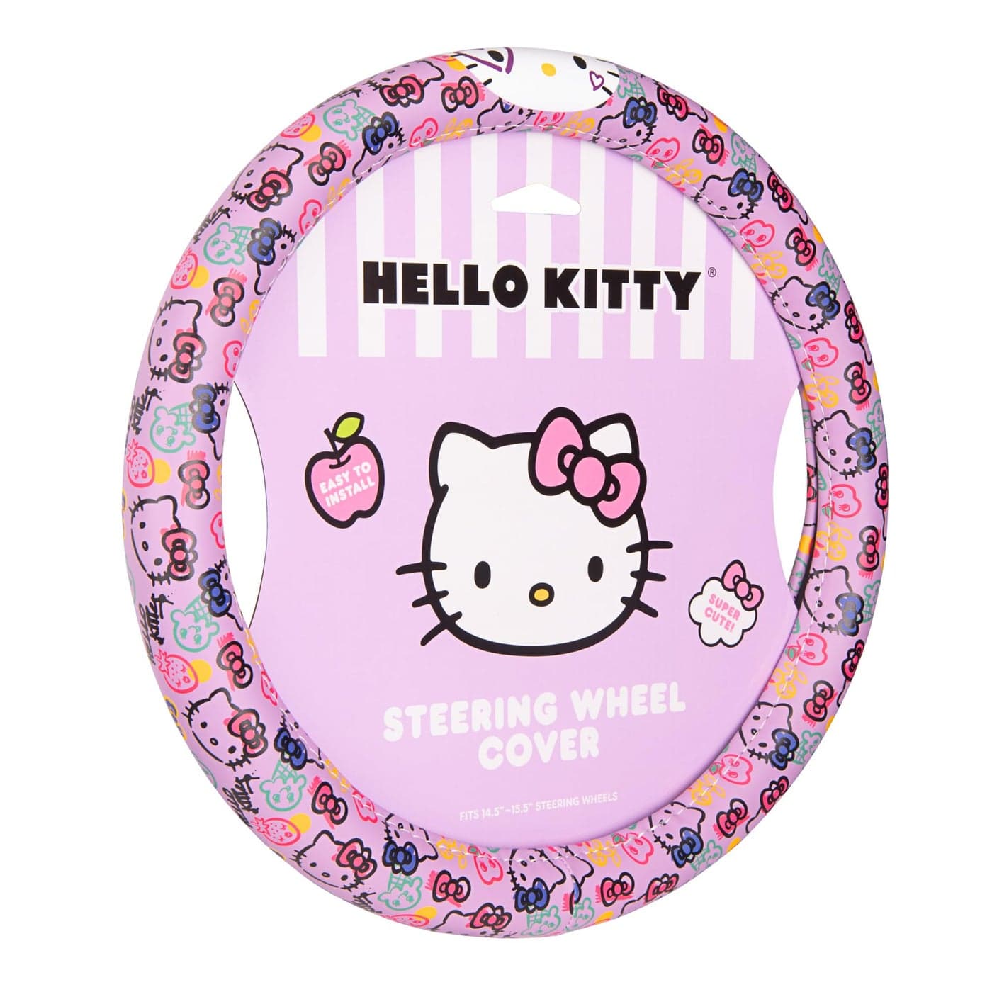 Carbella Hello Kitty Steering Wheel Cover Official Sanrio Car Steering Wheel Cover with Universal Size 145155 Cute Steering Wheel Cover for Women Hello Kitty Car Accessories Lavender Print