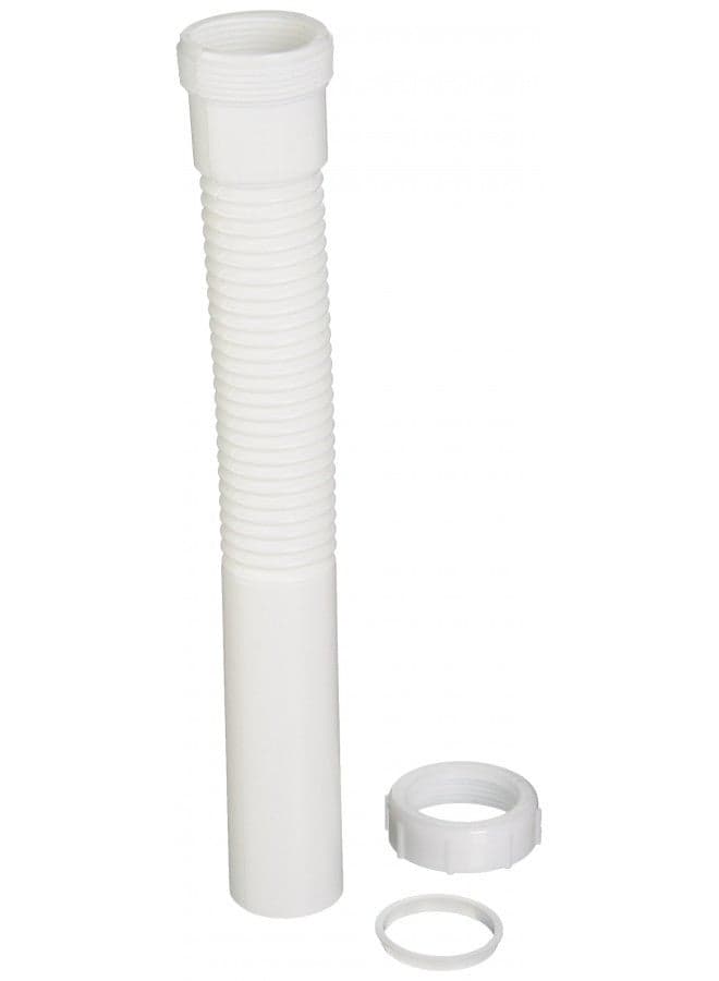 Danco 51069 Universal Flexible Tailpiece Extension, 1-1/2 in, Slip Joint, Plastic, 11-1/2 in L, 1-1/2" x 11-1/2", White