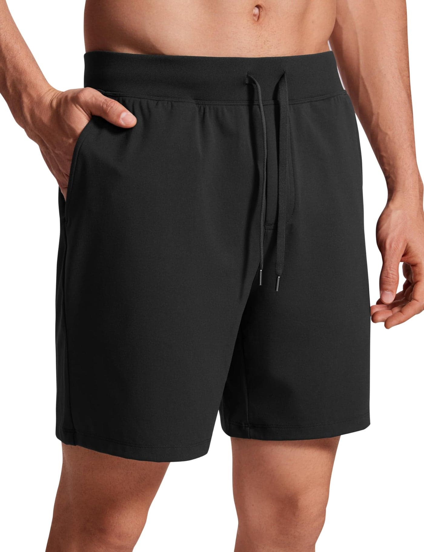 CRZ YOGA Men's Four-Way Stretch Workout Shorts - 7'' Soft Durable for Casual Athletic with Pockets Black X-Large