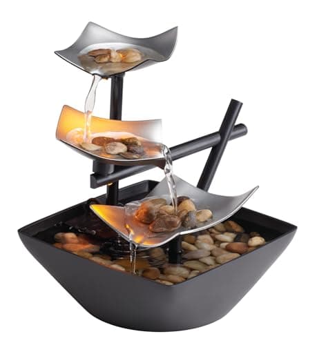 Homedics Tabletop Water Fountain, Home Décor Soothing Sound Machine - Automatic Pump, Deep Basin & Natural River Rocks. Indoor Zen Relaxation for Office, Living Room, or Bedroom, 8.25” Tall