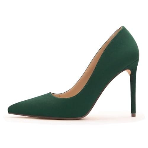 Women's Pumps Slip On High Heels with Pointed Toe 4.1 Inch Stiletto Bridal Party Dress Heels for Casual,Lucy-Green Su-7-O1
