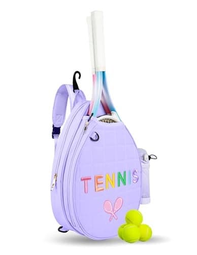 NZNDB Tennis Bags for Women Girl, Tennis Sling Crossbody Backpack, Water Resistant Tennis Bag for Pickleball, Tennis, Racketball(Purple)
