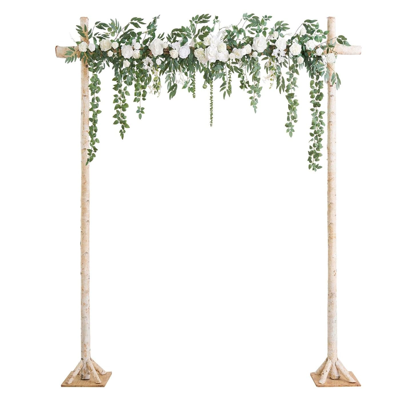 Lings Moment Backdrop Floral Garland 65FT Artificial Wedding Arch Flowers Sage Green Decor White Ceremony Reception Hanging Eucalyptus Rose Arbor Arrangement Outdoor Party Swag Home Decorations