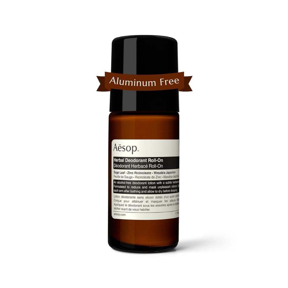 Aesop Herbal Deodorant Roll on Alcohol Aluminum Free Reduces Masks Underarm Odor Sage Leaf Zinc Ricinoleate Wasabi Extract 17 oz 50mL
