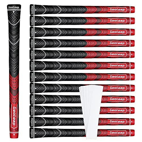 Geoleap Golf Grips Set of 13 Grips with Tapes and Grips with All Repair Kits for ChoiceHybrid Golf Club Grips All Weather Contral High Feedback Traction Golf Grips for Men and WomenRedGrips with Tapes Standard
