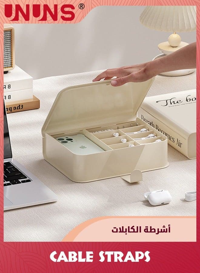 Plastic Cable Organizer Box,Charging Cable Organizer With 8 Compartments,Book Shaped Cord Organizer Box,Small Desk Electronic Accessories Storage Organizer