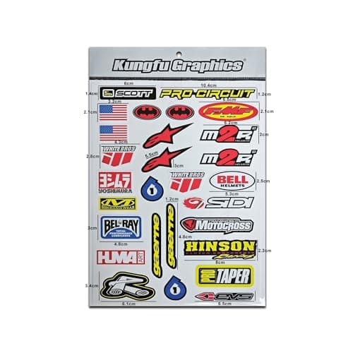 Kungfu Graphics Micro Sponsor Logo Racing Sticker Sheet Universal (7.2X 10.2 inch), White