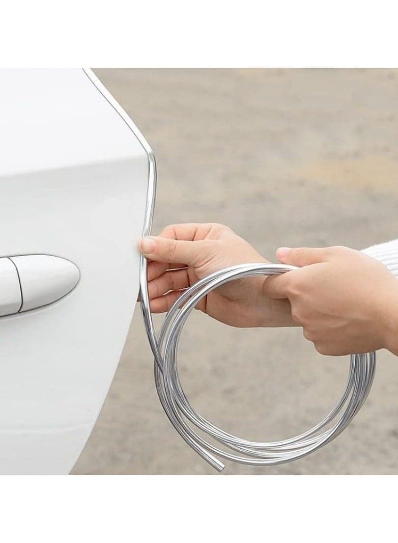 Universal Chrome Plated Car Door Edge Guards U Shape Trim for Sedan Pickup Air Vent Decoration Silver
