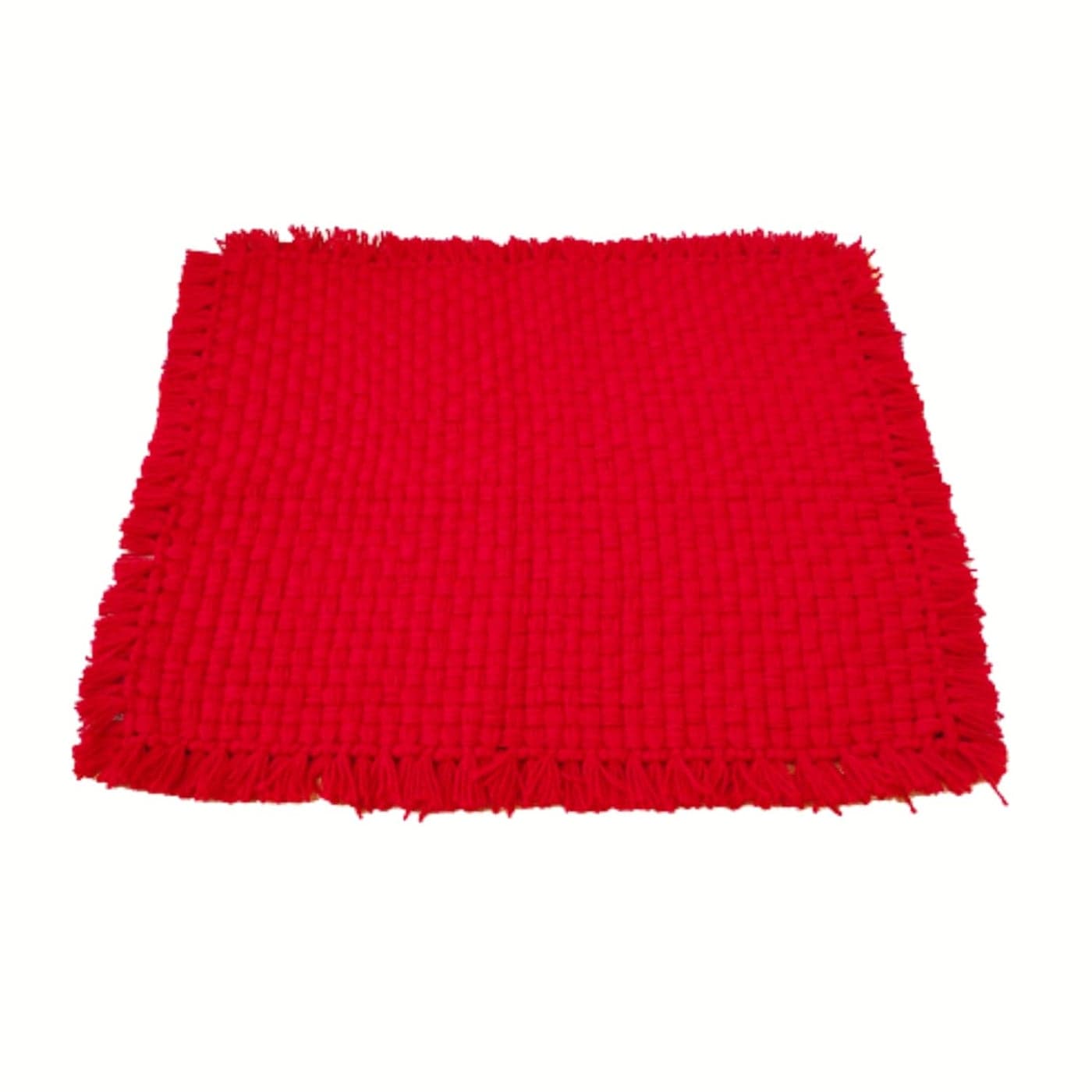 Jaipur Woollen Handicraft Soft Wool Handmade Pooja Aasan mat Rug Meditation AsanRed 24x21
